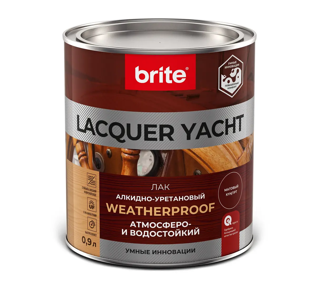 фото Лак яхтный lacquer yacht 0.9 л матовый brita