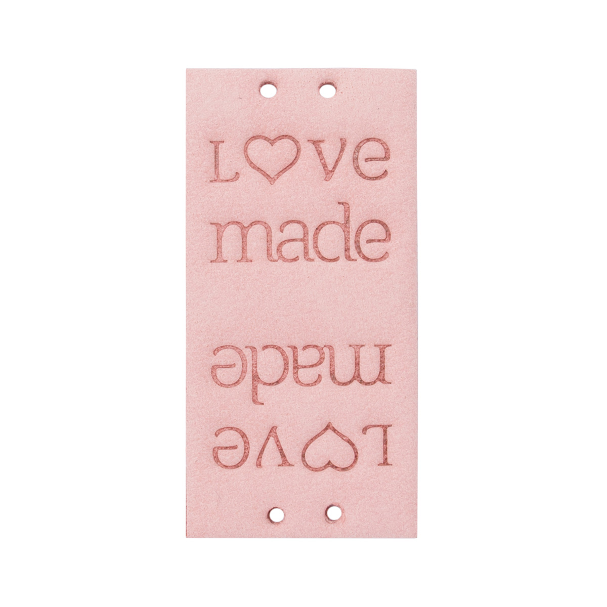 

Бирки кожаные для рукоделия с тиснением Love Made, пришивные, 1,9*3,8см розовый, 4 шт