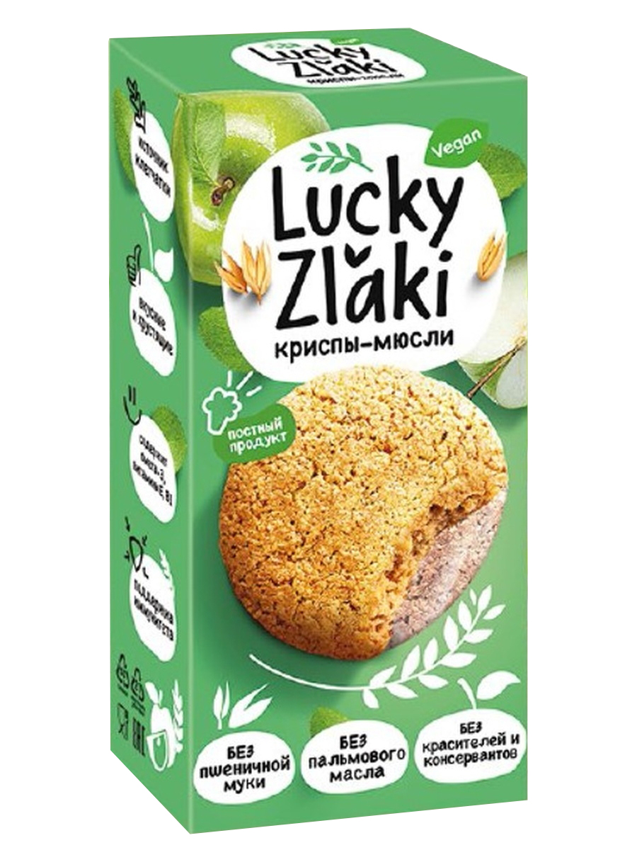 фото Печенье lucky zlaki криспы-мюсли мультизлаковое не глазированное 100 г