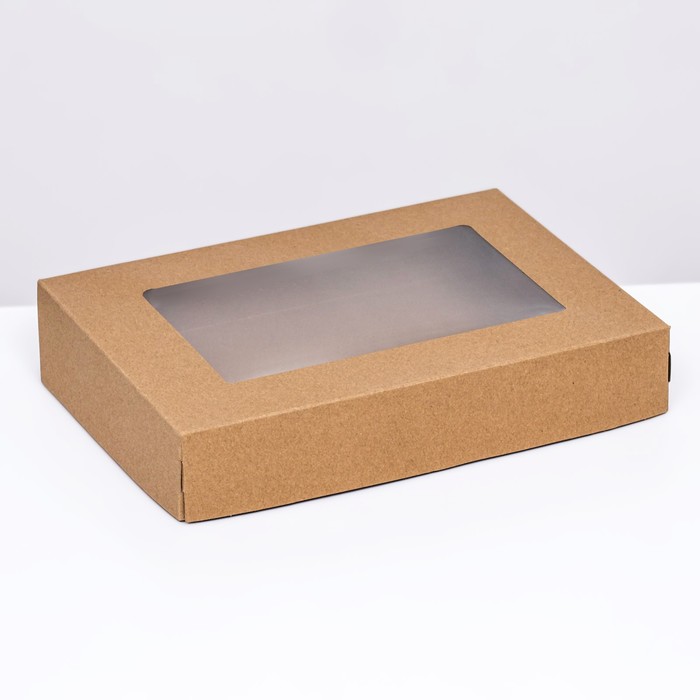 Коробка складная, с окном, крафт, 28 х 20 х 5 см (20 шт.)