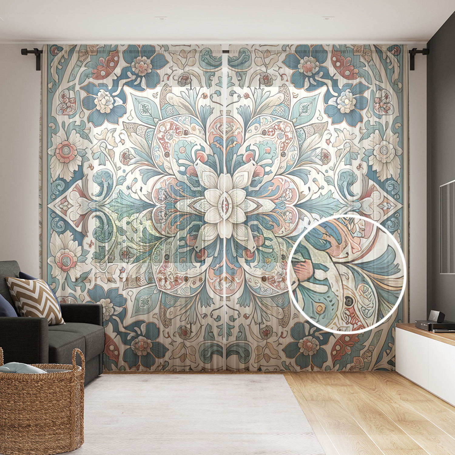 

Тюль Evrika Home сетка JoyArty Цветочный ковер 290x265, tul_sd1150_145x265