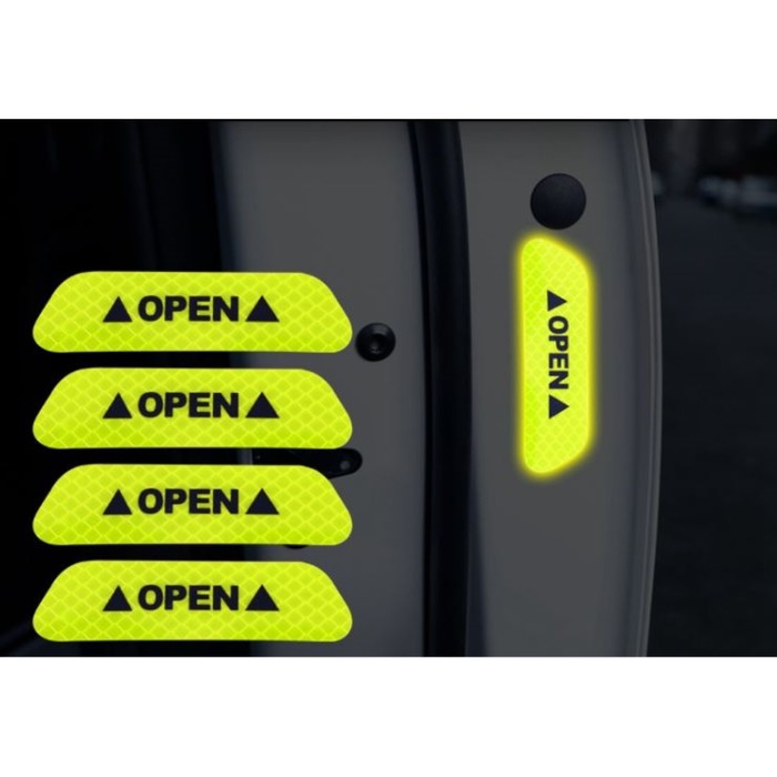 

Светоотражающая наклейка "Open", 9,5x2,5 см, салатовый, набор 4 шт