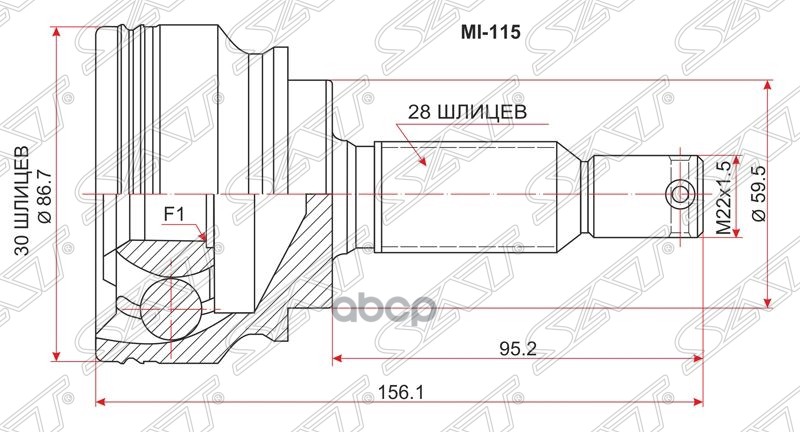 фото Шрус наружный mitsubishi lancer x 4a91 07- sat арт. mi-115