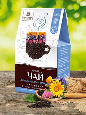 

Черный чай с розой, васильком и календулой