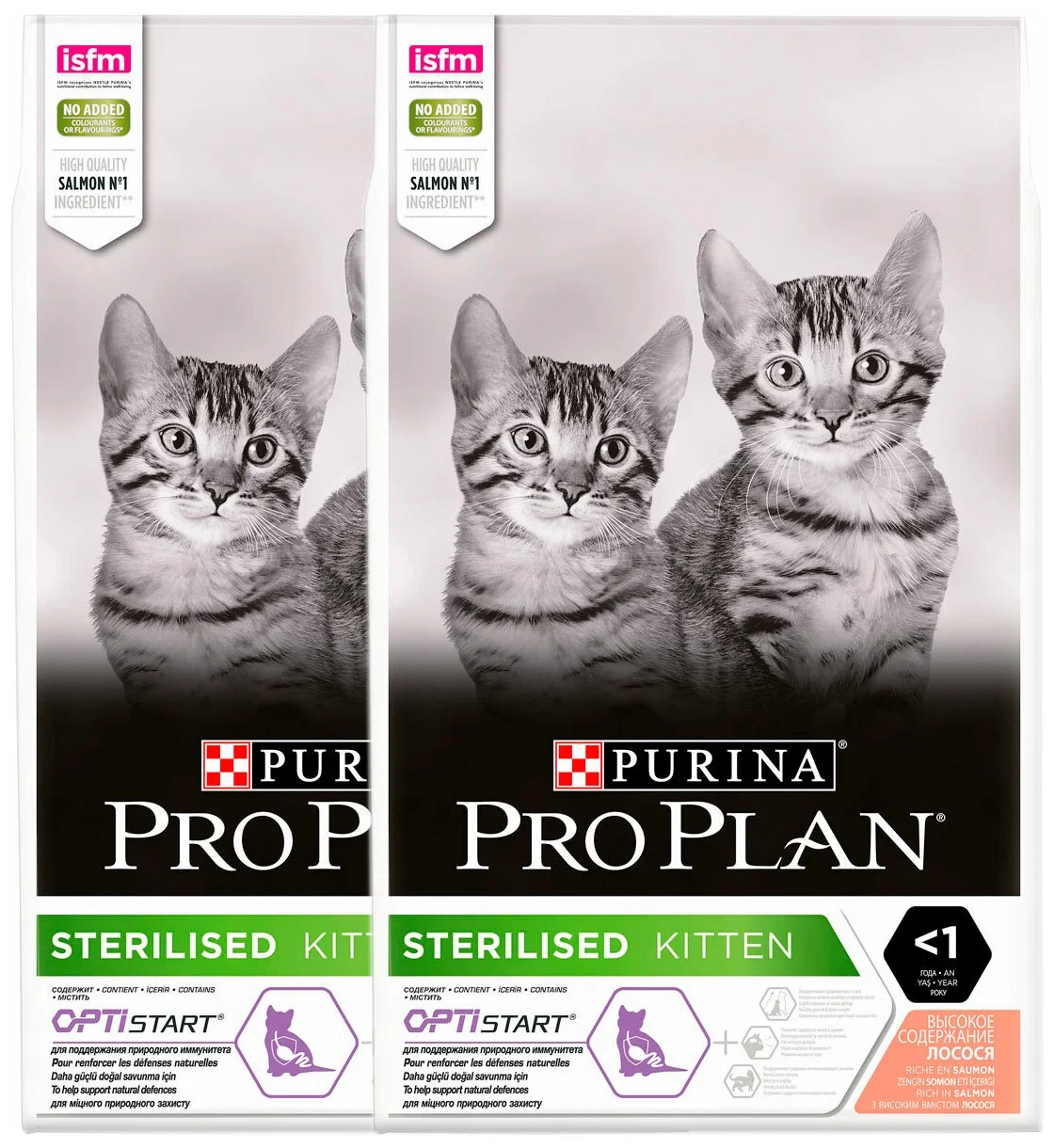 

Сухой корм для котят Pro Plan Kitten Sterilised лосось, 2 шт по 3 кг, PRO PLAN KITTEN STERILISED для кастрированных и стерилизованных котят с лососем (3 + 3 кг)