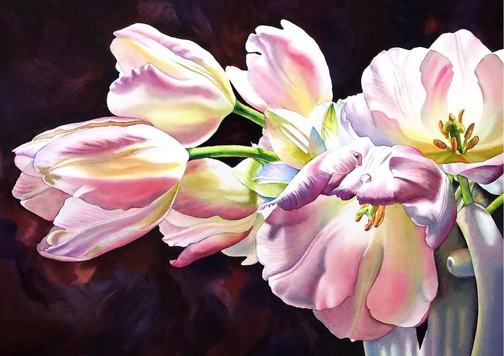 

Рисунок на ткани «Розовые цветы»