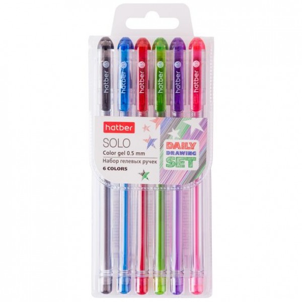 

Набор гелевых ручек. Hatber. Solo ColorGel. 6 цветов