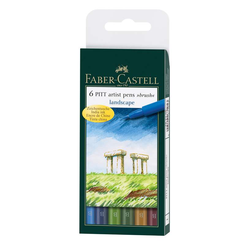 фото Набор капиллярных ручек faber-castell "pitt artist pen brush landscape" 06цв., 6шт., пласт