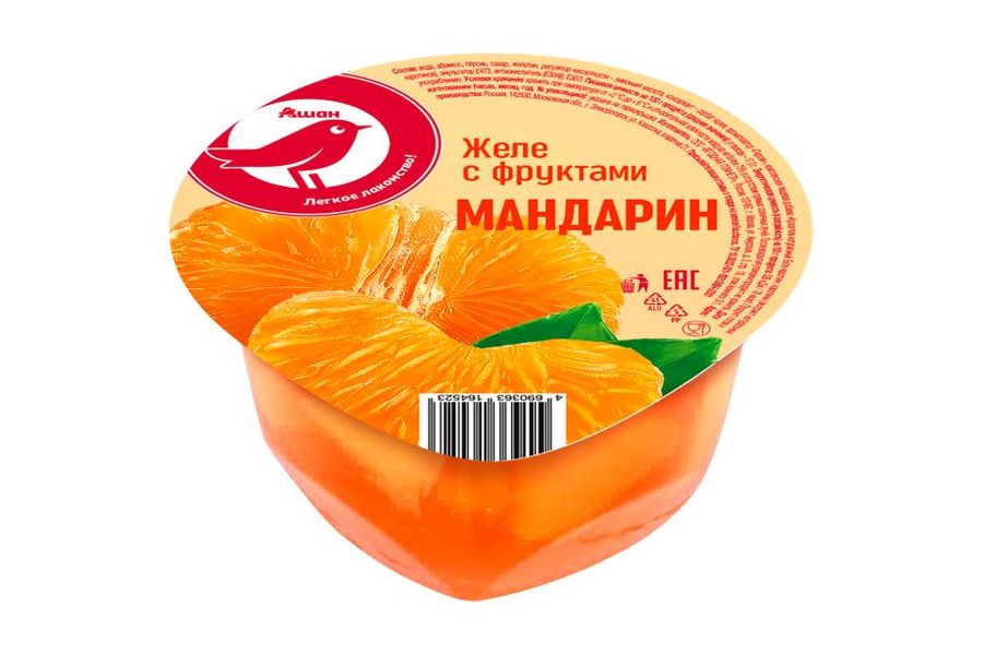 Желе с фруктами АШАН Красная птица мандарин 150 г