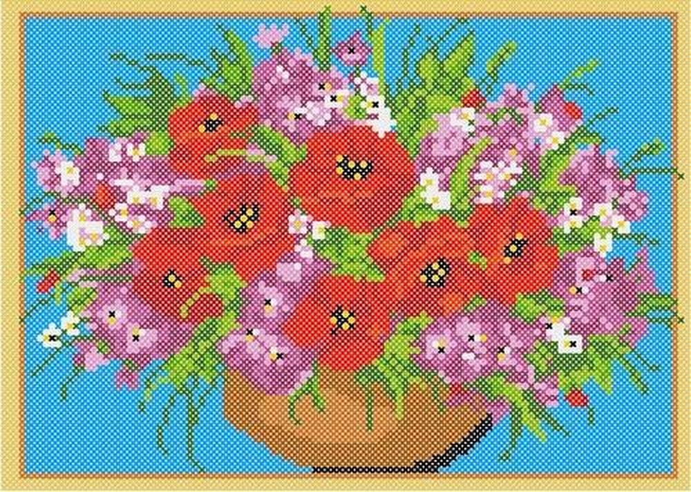 

Рисунок на ткани «Маки и сирень»