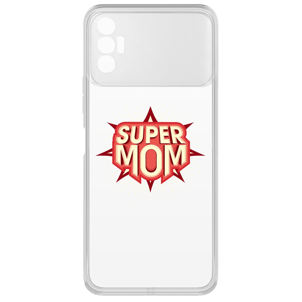 фото Чехол-накладка krutoff clear case супер мама для tecno spark 8p