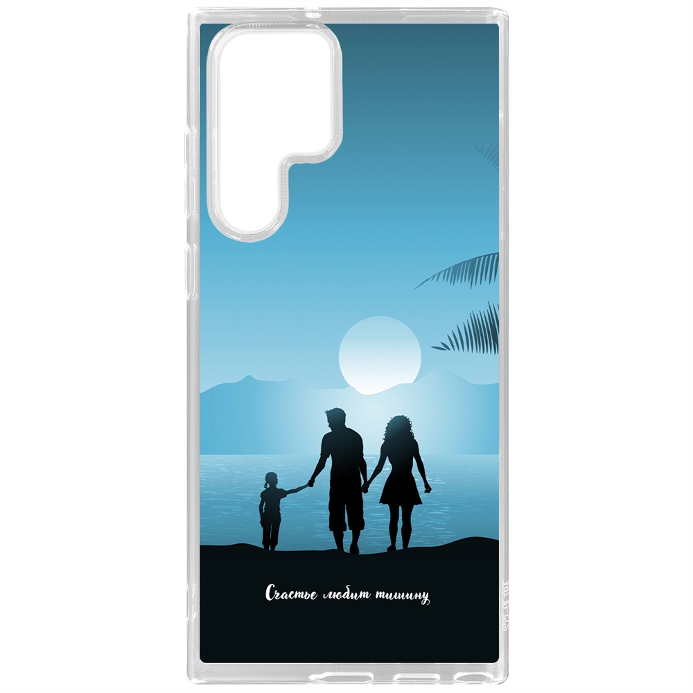 

Чехол-накладка Krutoff Clear Case Счастье любит тишину для Samsung Galaxy S22 Ultra, Прозрачный
