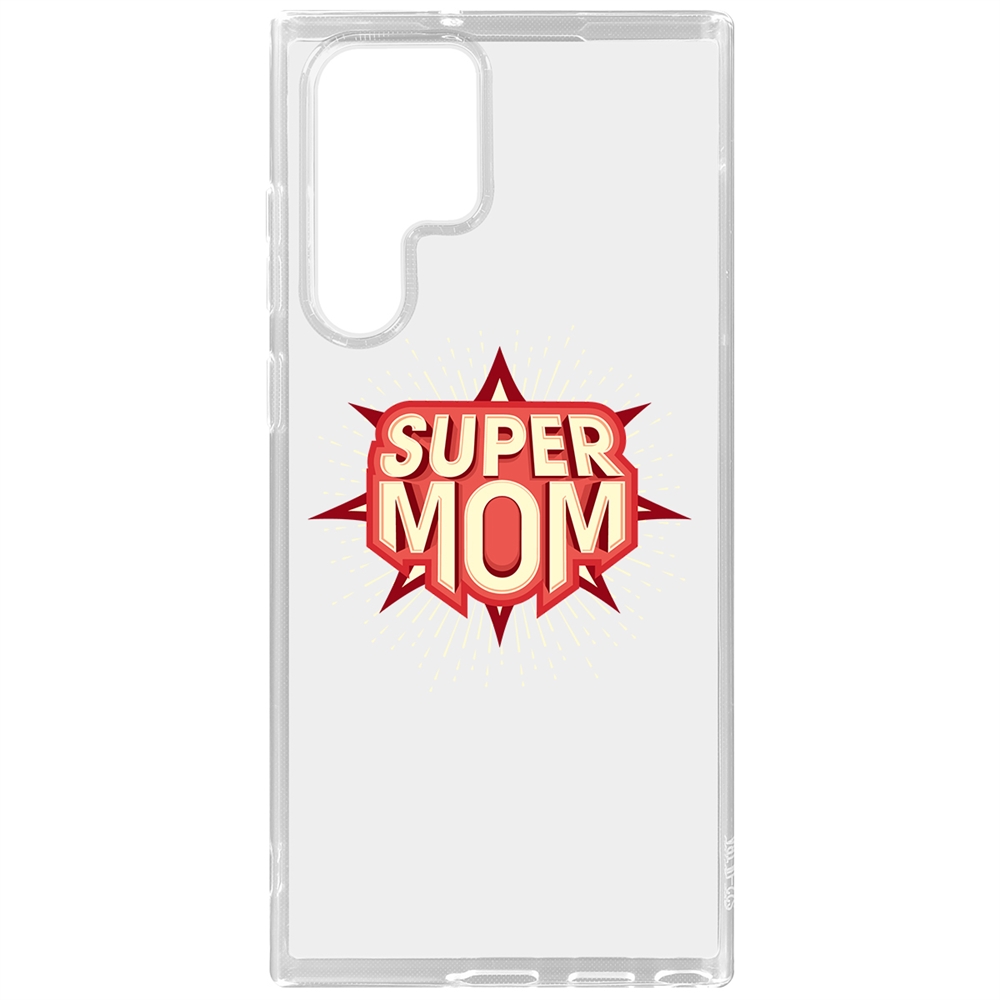 

Чехол-накладка Krutoff Clear Case Супер Мама для Samsung Galaxy S22 Ultra, Прозрачный