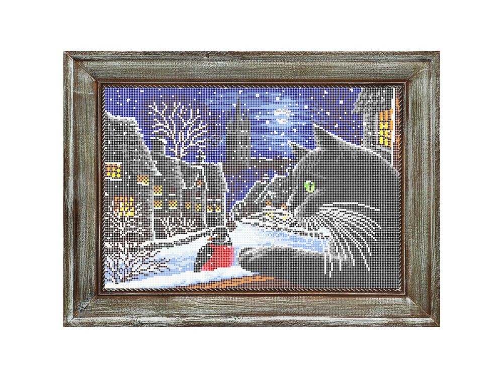 

Рисунок на ткани «Кот и снегирь»