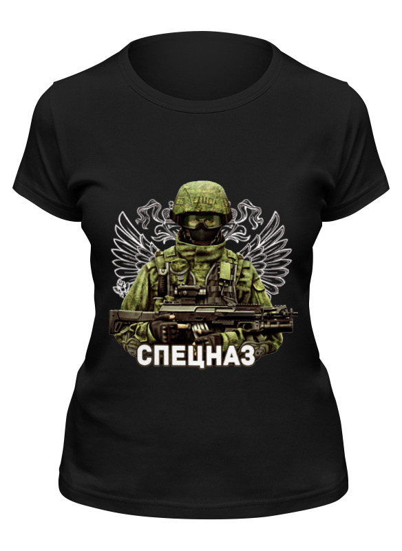 

Футболка женская Printio Спецназ черная M, Черный, Спецназ