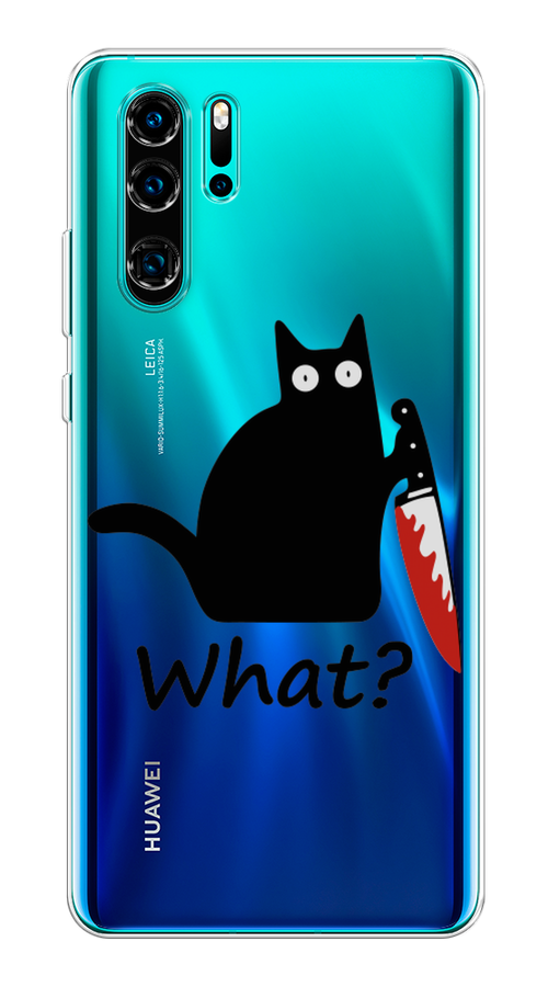 

Чехол на Huawei P30 Pro "Котик с ножом", Черный;красный, 67650-6