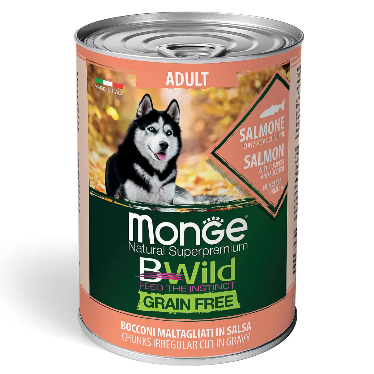 

Влажный корм для собак Monge Dog Bwild лосось с тыквой и кабачками, 400г х 6шт