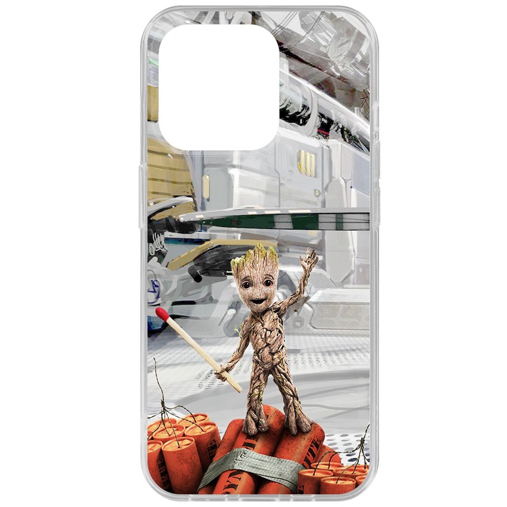 

Чехол-накладка Case Стражи галактики. Малыш Грут для iPhone 15 Pro, Прозрачный