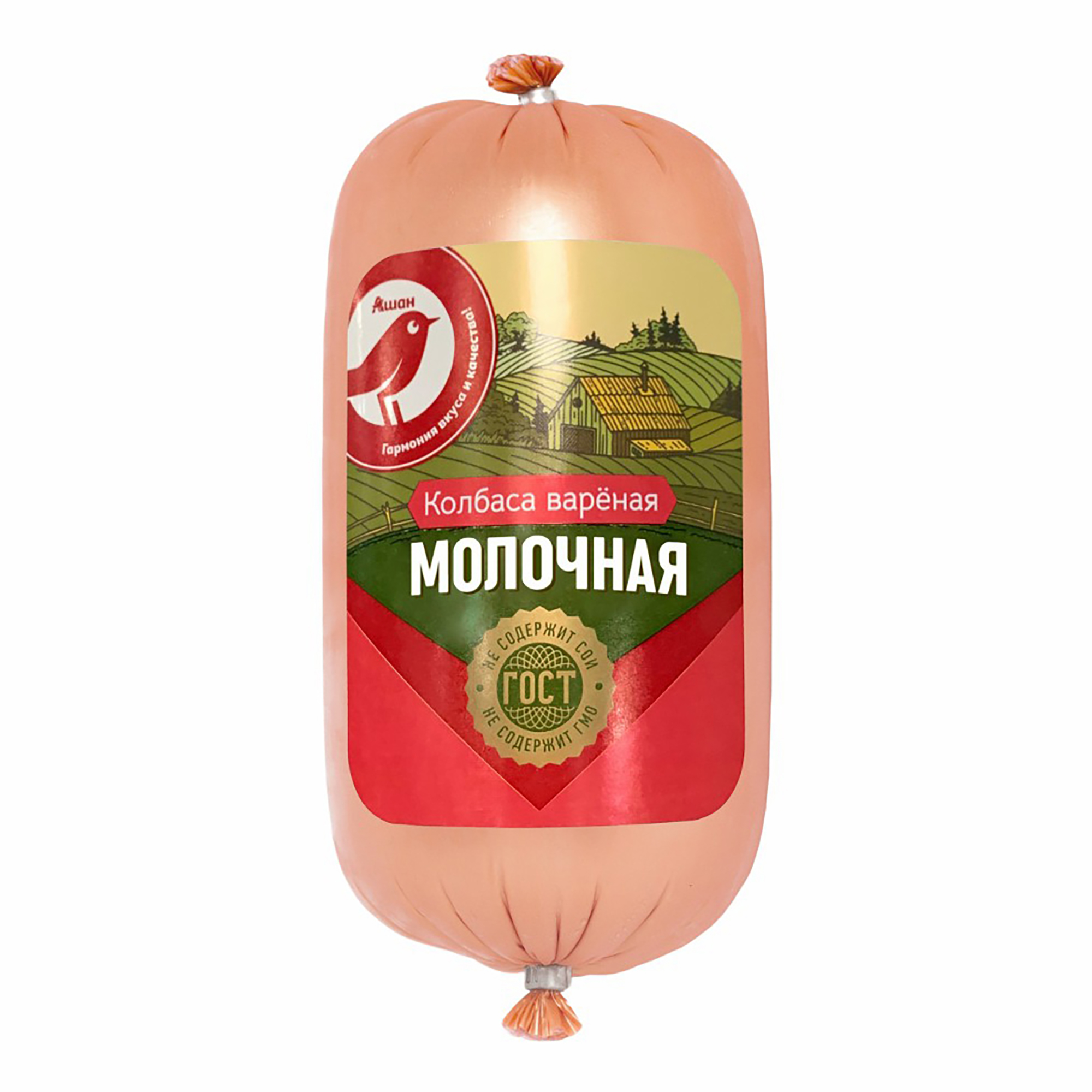 

Колбаса вареная АШАН Красная птица Молочная 500 г