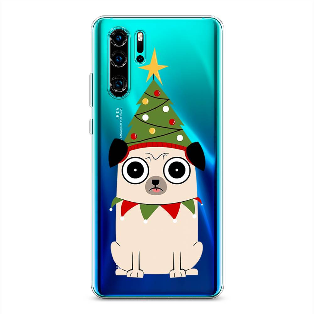 

Чехол на Huawei P30 Pro "Собачка с ёлочкой", Бежевый;красный;зеленый, 67650-1