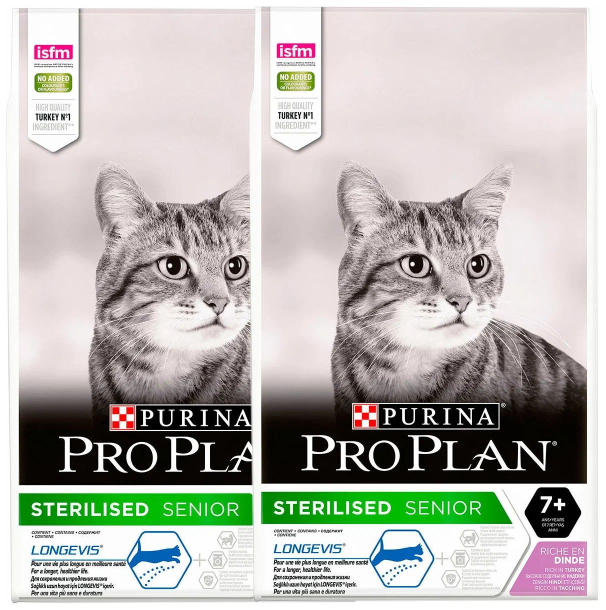 

Сухой корм для кошек Pro Plan Cat Senior 7+ Delicate Turkey индейка, 2 шт по 0,4 кг, PRO PLAN CAT SENIOR 7+ STERILISED для пожилых кастрированных котов и стерилизованных кошек старше 7 лет с индейкой (0,4 + 0,4 кг)
