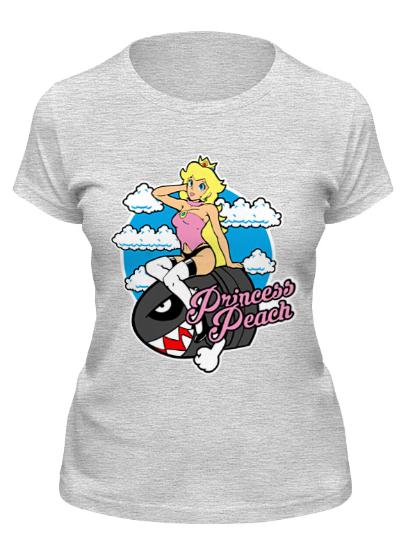 

Футболка женская Printio Princess peach серая L, Серый, Princess peach