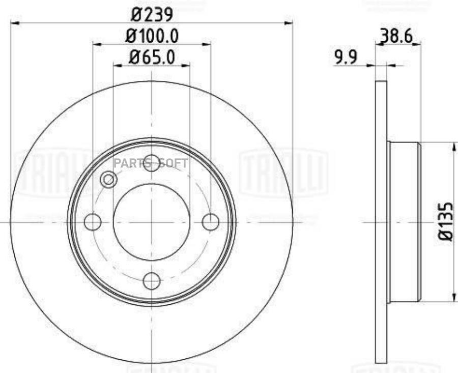 

Диск Торм. Для А/М Vw Polo (95-) Перед. D 239 (Df 261507)
