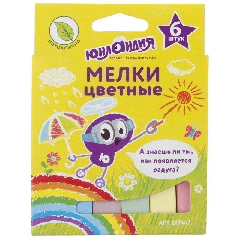 

Мел цветной ЮНЛАНДИЯ "ЮНЛАНДИК И ОКРУЖАЮЩИЙ МИР", НАБОР 6 шт., квадратный, 227447