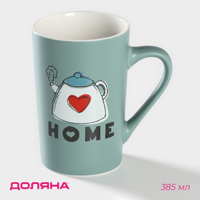 

Кружка фарфоровая Доляна Good morning. Home, 385 мл, цвет голубой, Good morning