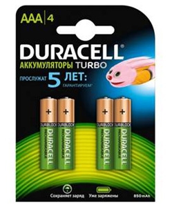 фото Duracell hr03-4bl 850mah/900mah предзаряженные (4/40/15000)