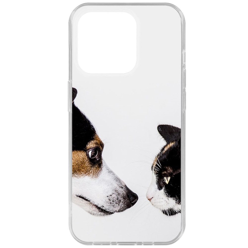 

Чехол-накладка Krutoff Clear Case Собаки против кошек для iPhone 15 Pro, Прозрачный