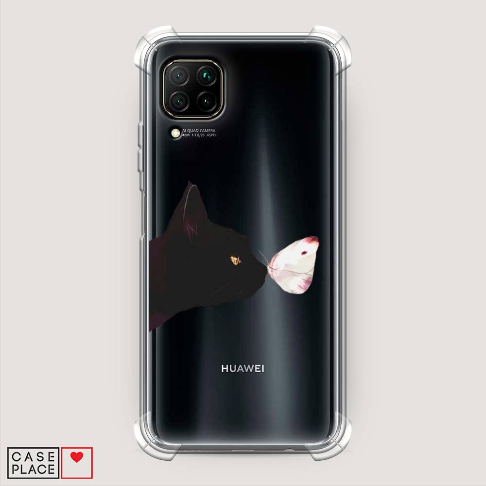 фото Чехол awog "черный кот и бабочка" для huawei p40 lite