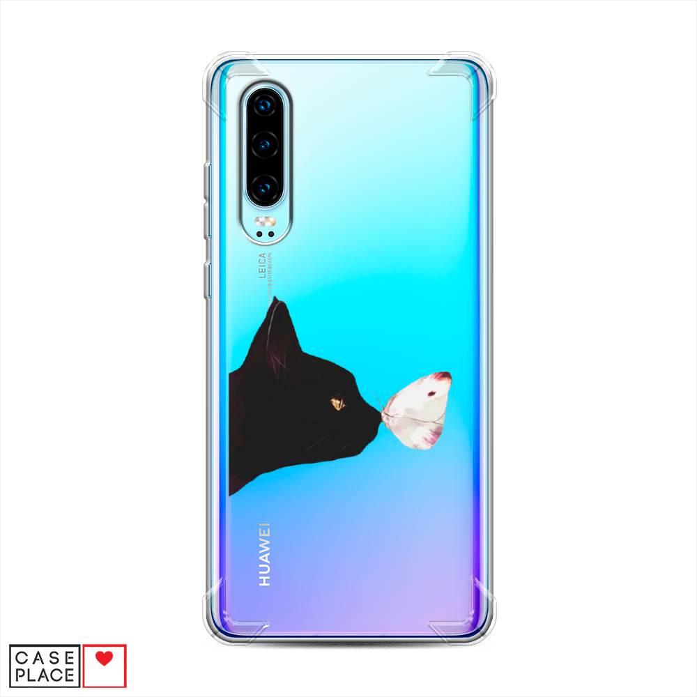 фото Чехол awog "черный кот и бабочка" для huawei p30