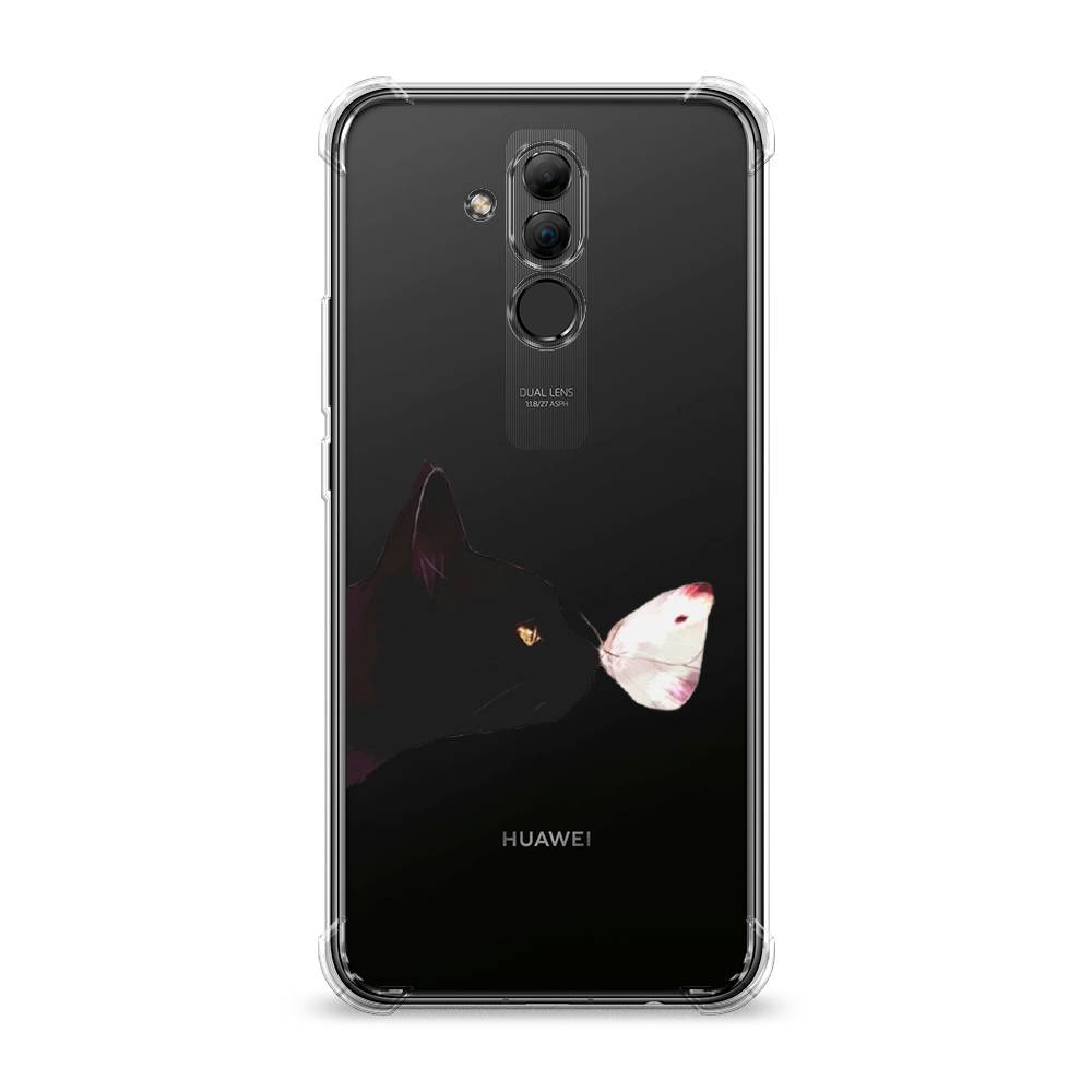 фото Чехол awog "черный кот и бабочка" для huawei mate 20 lite