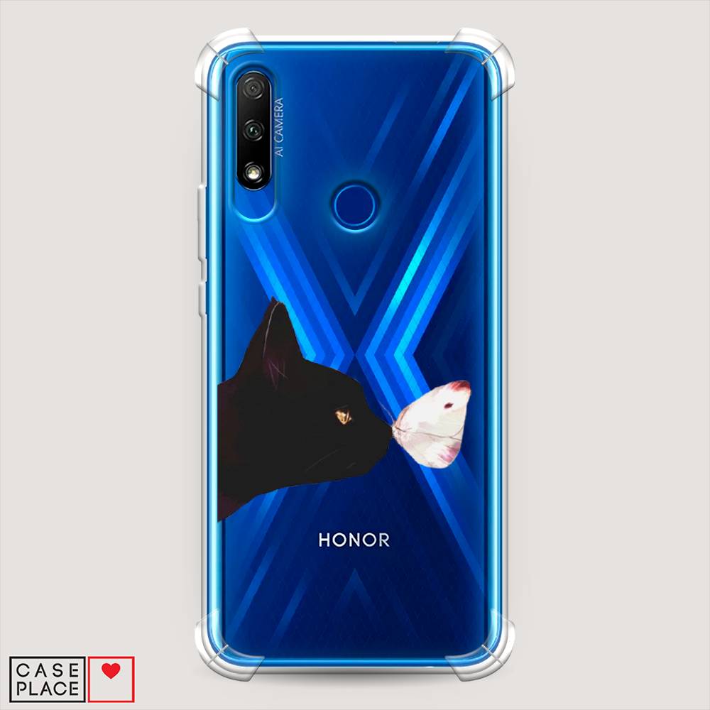 фото Чехол awog "черный кот и бабочка" для honor 9x