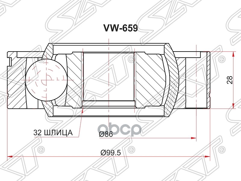 

Шрус Карданного Вала Bmw 7 E65/66/67/68 00-08/X5 E53 99-06 Sat арт. VW-659