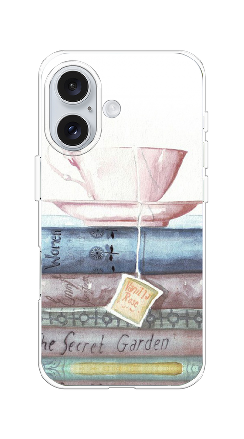 

Чехол на Apple iPhone 16 "Книжное чаепитие", Желтый;розовый;белый, 16050-1