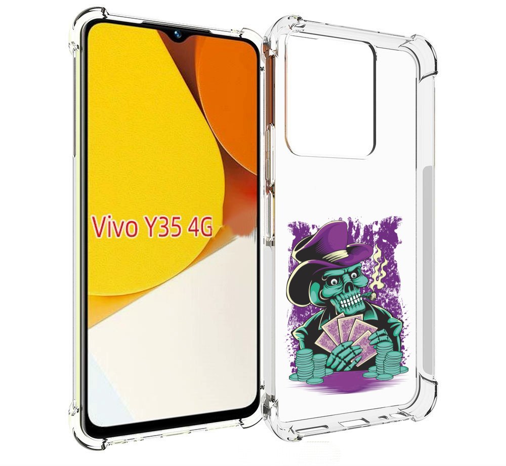 

Чехол MyPads зеленый череп с картами для Vivo Y35 4G 2022 / Vivo Y22, Прозрачный, Tocco