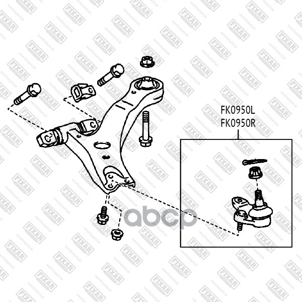 

Опора Шаровая Передняя Нижняя Левая FIXAR FK0950L