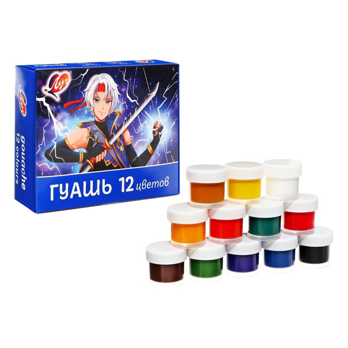 

Гуашь Луч Аниме 12 цветов х 15мл синяя, Разноцветный