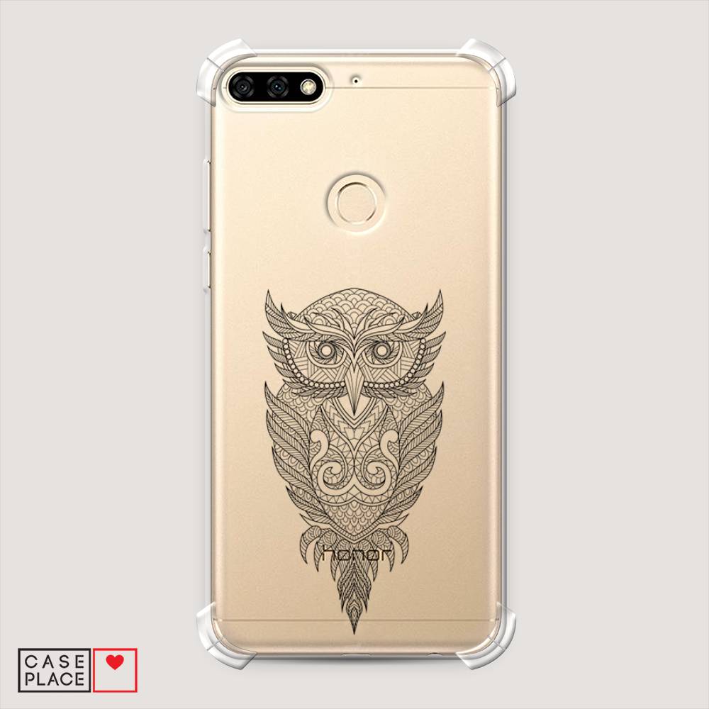 

Чехол Awog на Honor 7C "Филин графика", Черный, 64551-1