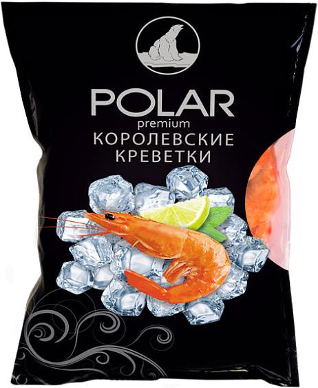 

Креветки Polar 31/40 королевские в панцире вареные замороженные 800 г