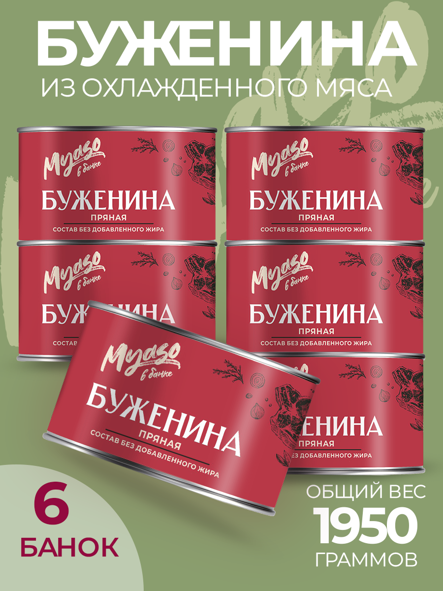 

Буженина пряная Мясо в банке, 325 г х 6 шт, 175129603