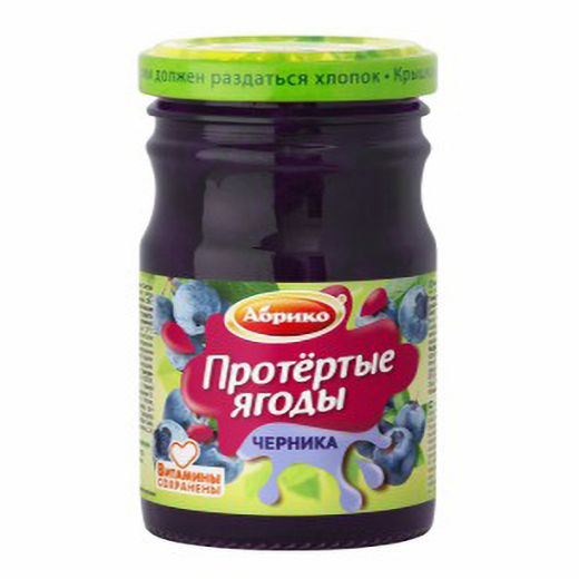 

Протертые ягоды Абрико черника 230 г