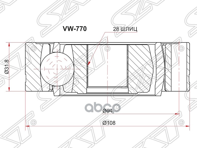 

Шрус Внутренний Volkswagen Transporter T5 03- Sat арт. VW-770