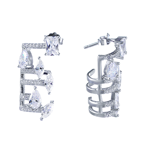

Серьги каффы из серебра Element47 E-KK0199_SR_001_WG, фианит, E-KK0199_SR_001_WG