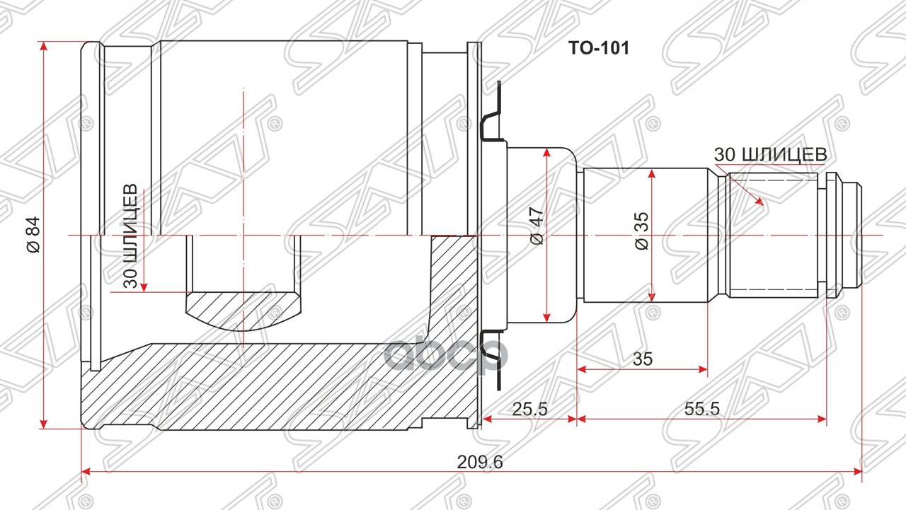 

Шрус Внутренний Toyota Land Cruiser 100 Uzj100/Hdj101 98-07 Sat арт. TO-101