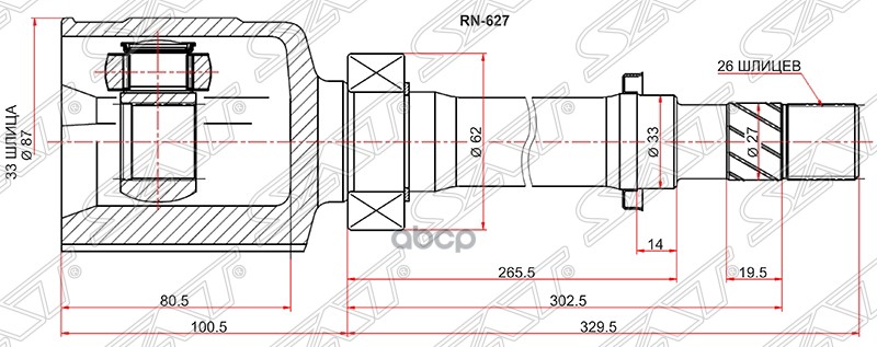 

Шрус Внутренний Rh (правый) Renault Duster 10- 2wd Мкпп Sat арт. RN-627