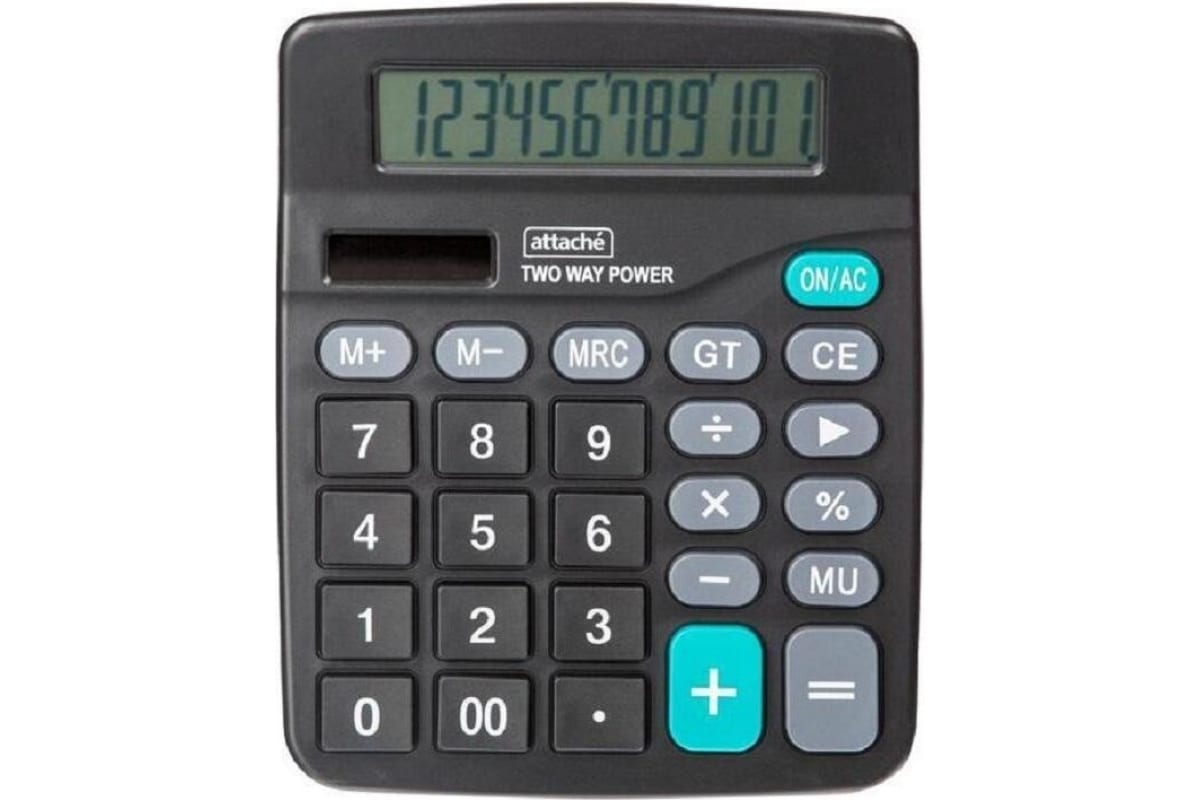 Калькулятор настольный Attache ATC-555-12F, 12 разрядов, черный