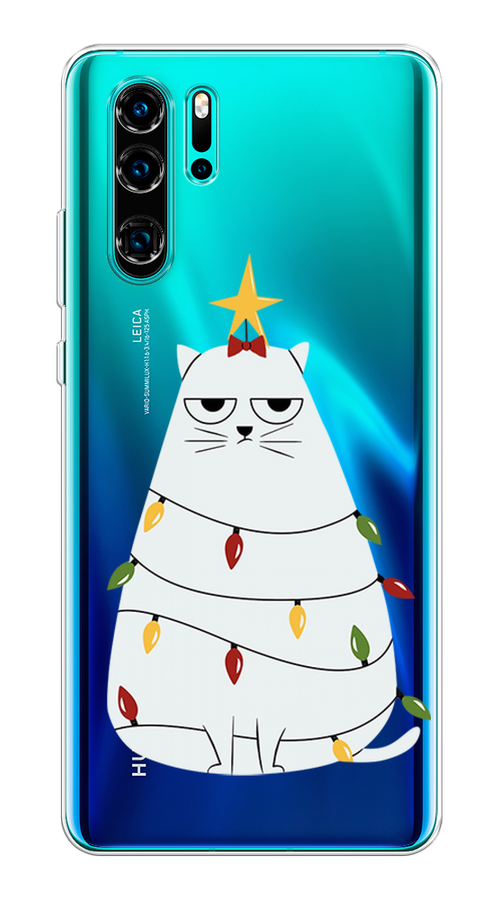 

Чехол на Huawei P30 Pro "Котик в гирлянде", Белый;красный;желтый, 67650-1
